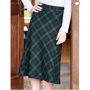 Vermont country store size XL Plaid Green and Navy A-Line Skirt